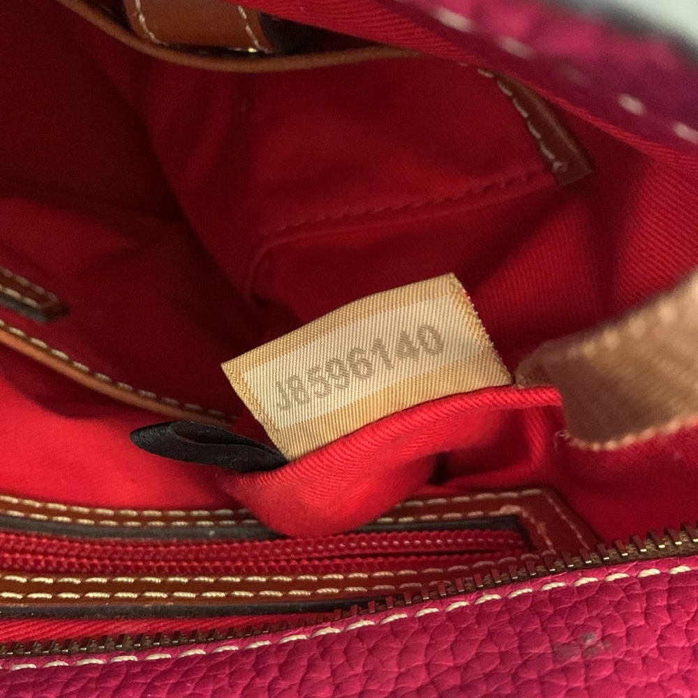 Dooney & Bourke Hot Pink Pebble Leather Tote with Brown Handles - Picture 6 of 9